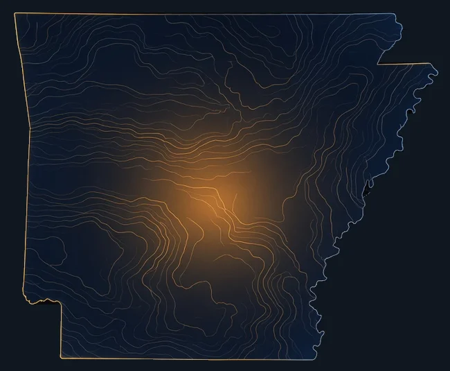 Map of Arkansas showing El Paso and the Central Arkansas delivery area